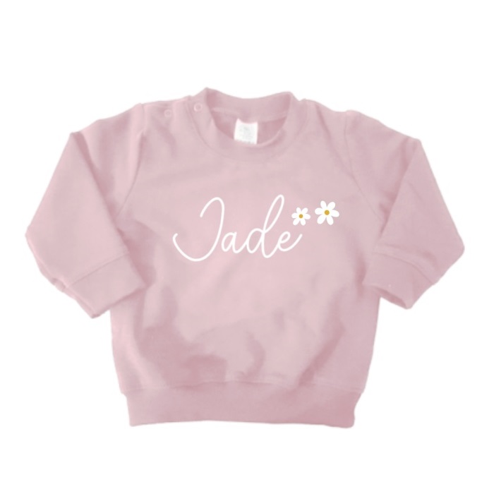 sweater naam madeliefjes roze