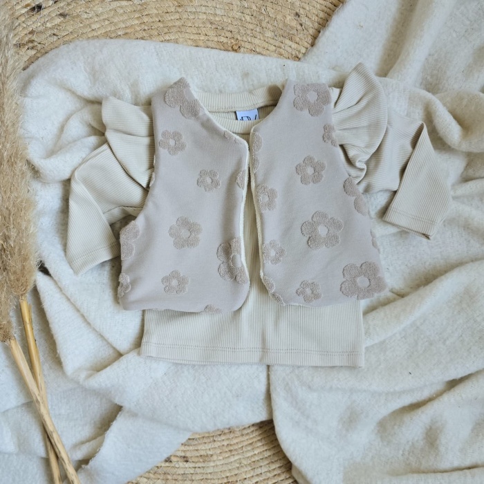 teddy bloemen badstof gilet