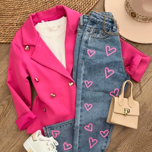 blazer fuchsia hartjes