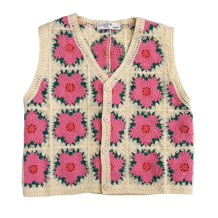 crochet top bloemen roze