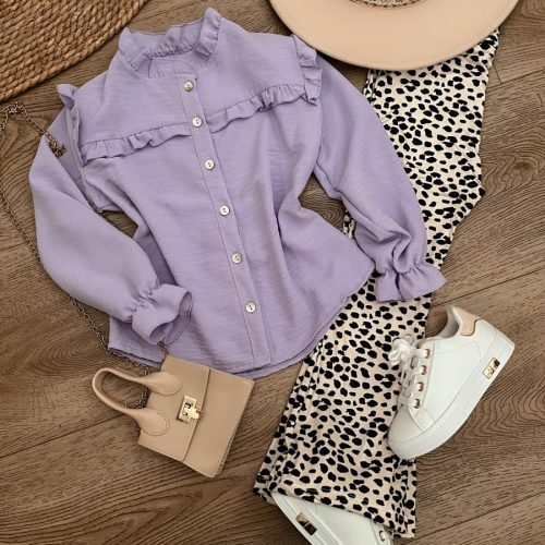 flared blouse cheetah