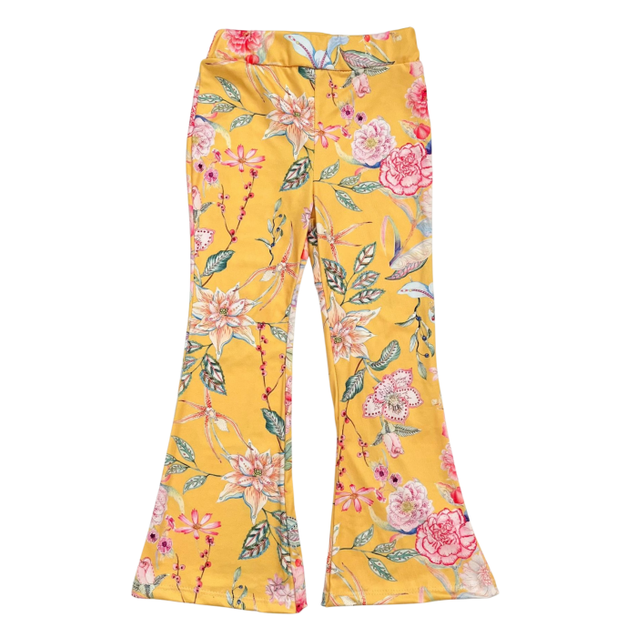 flared pants bloemen geel