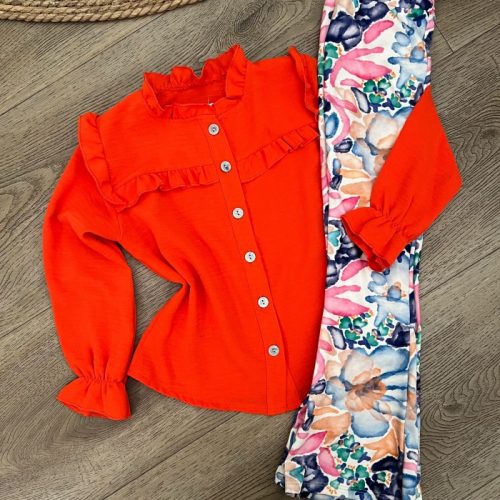 oranje ruffle blouse meisjes