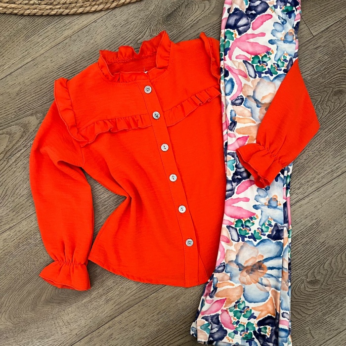 oranje ruffle blouse meisjes