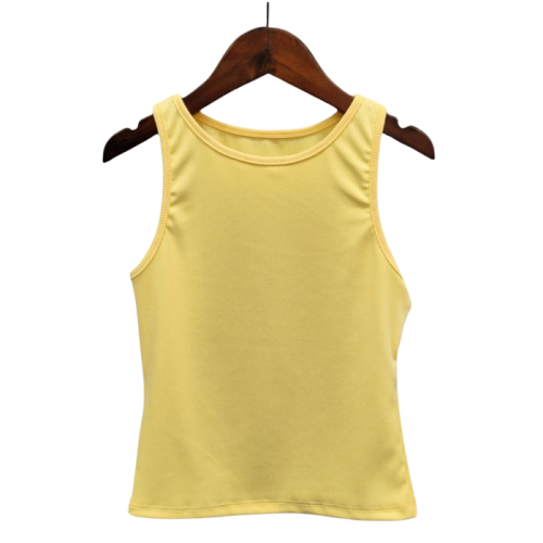 rib singlet geel