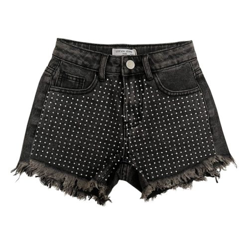 short denim strass zwart