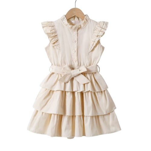 summer ruffle dres beige