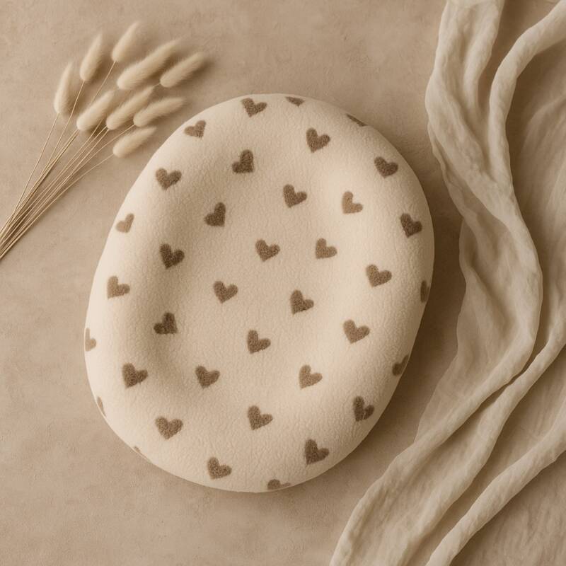 Relaxhoes teddy hartjes, zachte wasbare hoes voor voedingskussen 170–190 cm