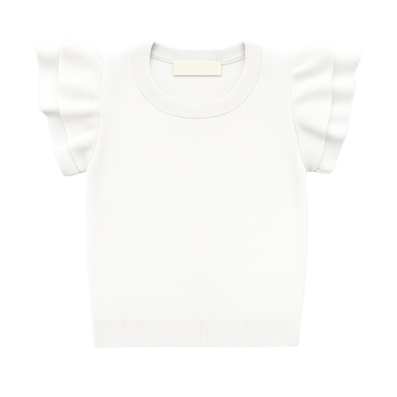 Witte gebreide trui met ruffles