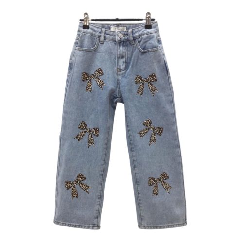 jeans meisjes strikken leopard