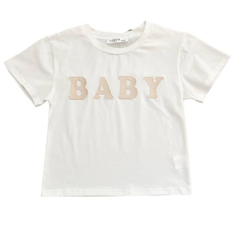 shirt meisje wit baby beige letters