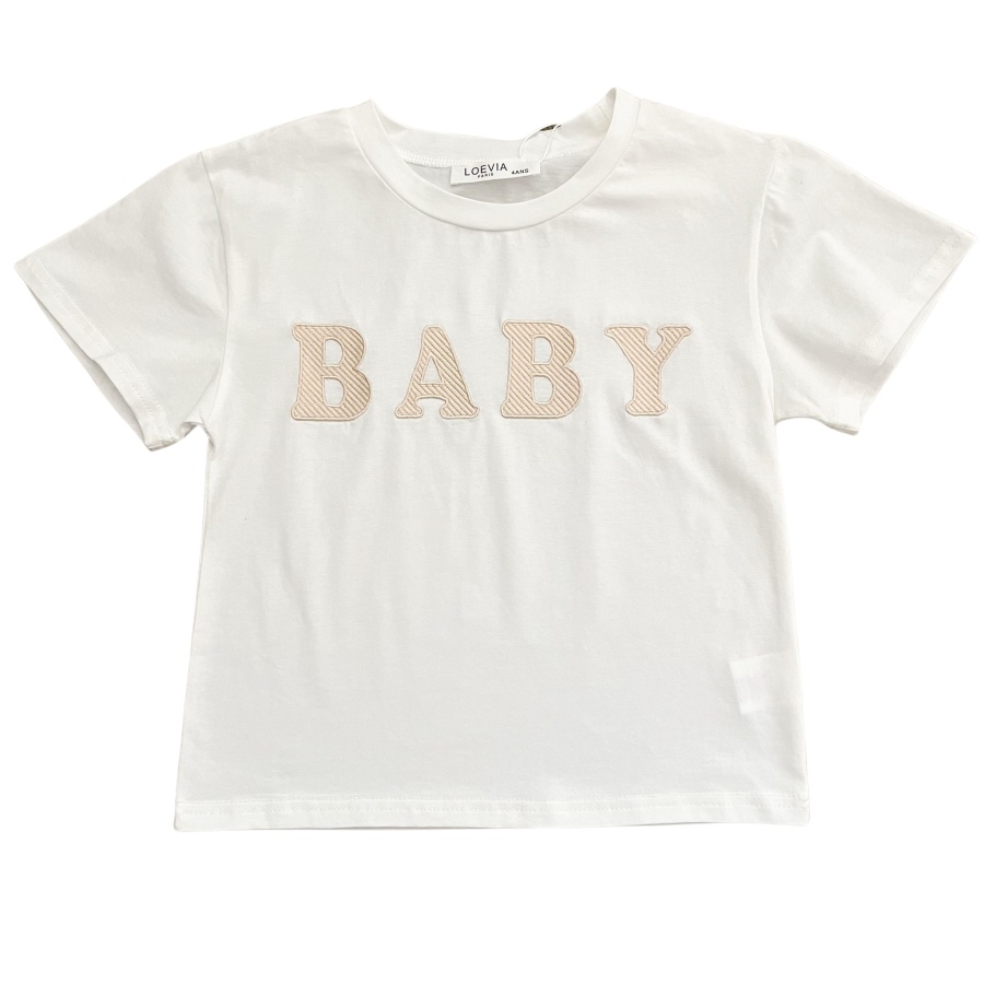shirt meisje wit baby beige letters