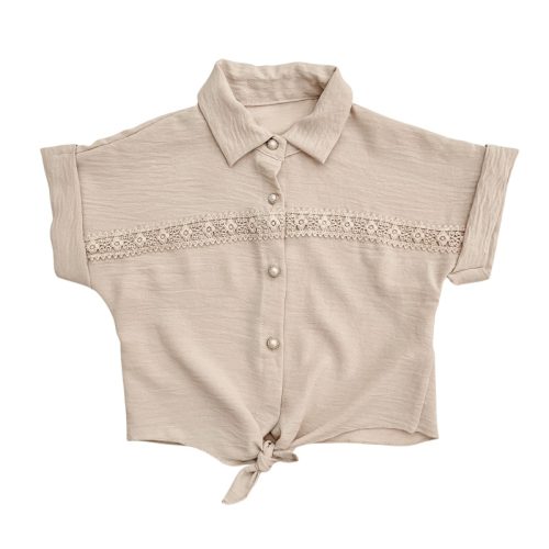 boho blouse beige korte mouwen