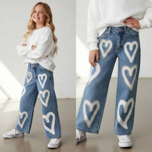denim broek hart wit
