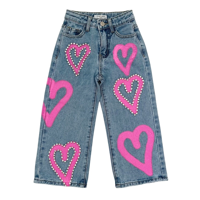 jeans meisjes hart roze