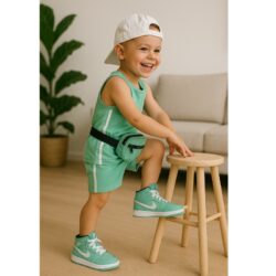 Jongen in mintgroene outfit Jongen in mintgroene outfit