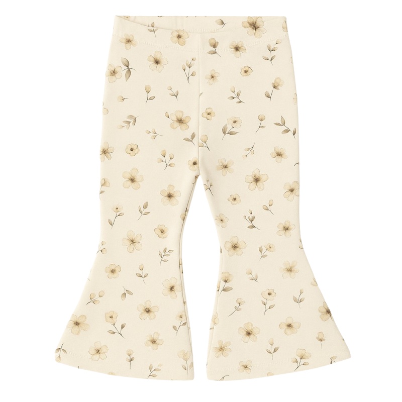 flared pants floral beige