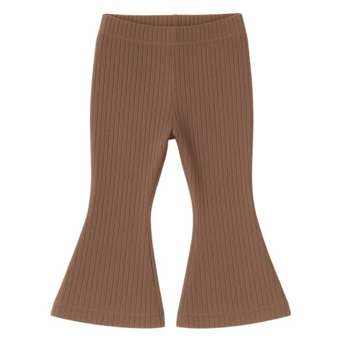 meisje flared pants rib bruin