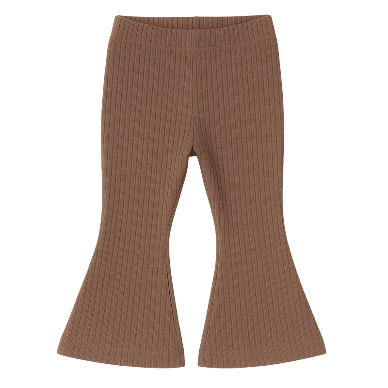 meisje flared pants rib bruin