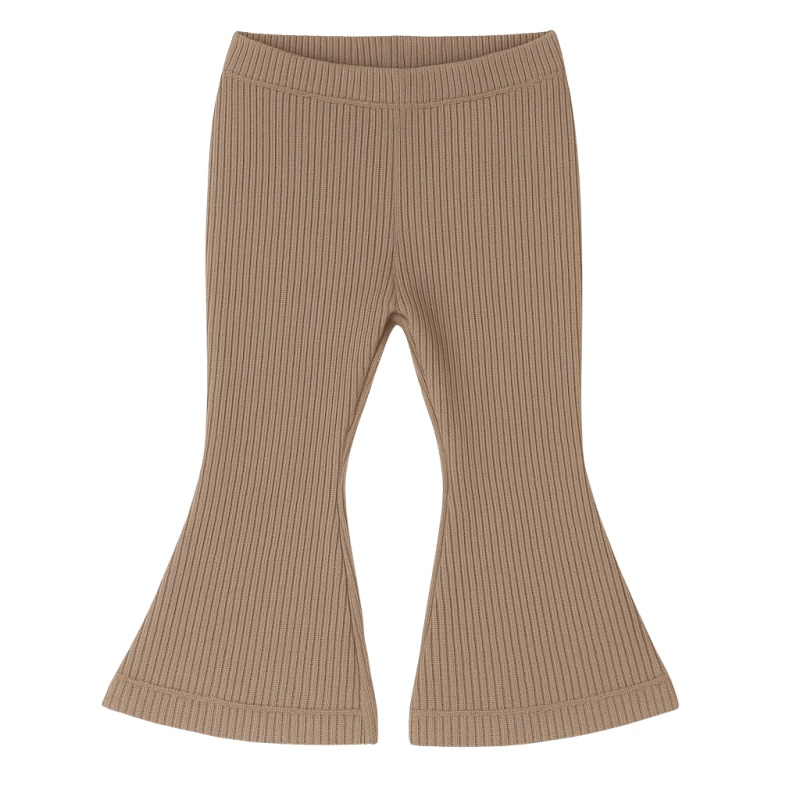meisje flared pants rib dark beige