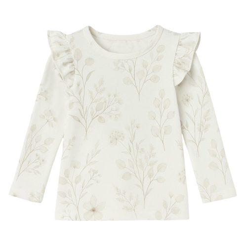 meisjes ruffle shirt bloemen beige