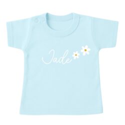 naam shirt meisje blauw bloemen