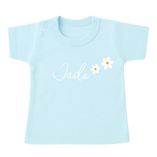naam shirt meisje blauw bloemen