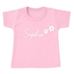 naam shirt meisje roze bloemen