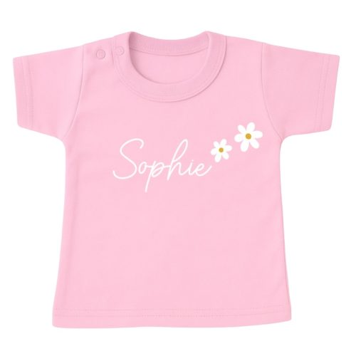 naam shirt meisje roze bloemen