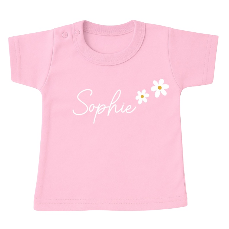 naam shirt meisje roze bloemen