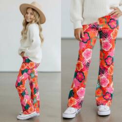 roze oranje bloemen print