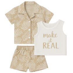 set jongen beige zomer tropisch set jongen beige zomer tropisch