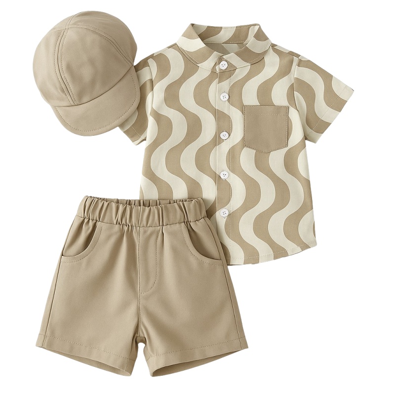 set zomer jongens beige wit