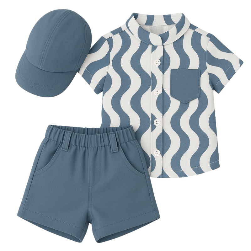 set zomer jongens blauw wit