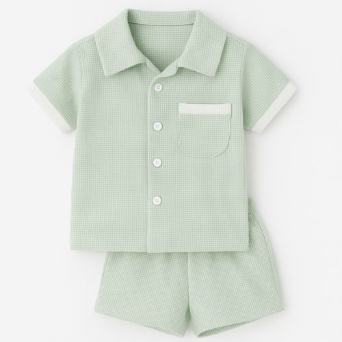 set zomer wafelstof mint