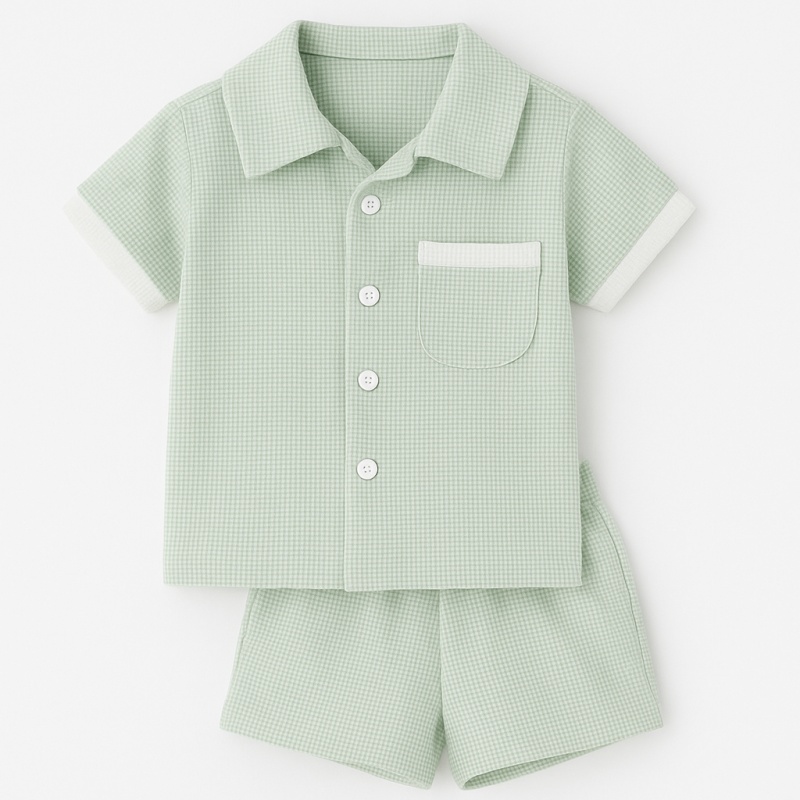 set zomer wafelstof mint