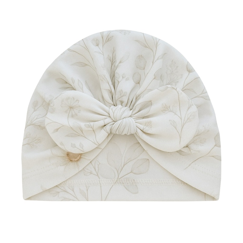 turban baby beige blloemen