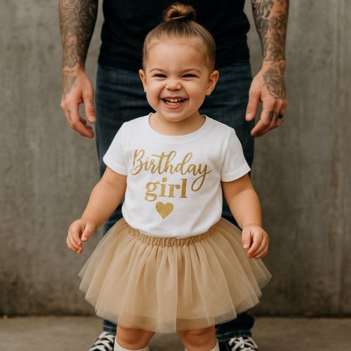 birthday girl shirt wit goud