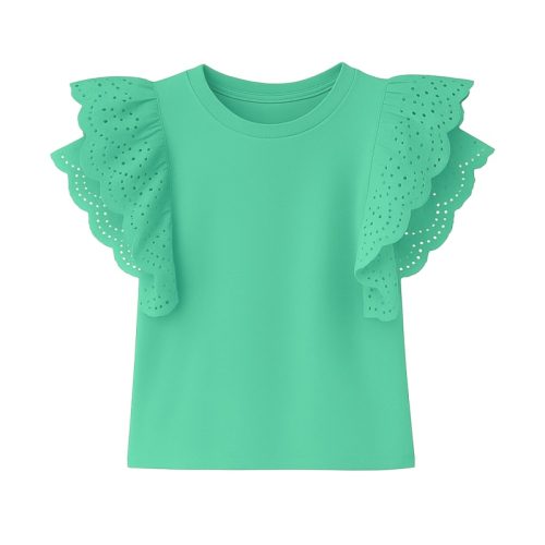 broderie ruffle top groen
