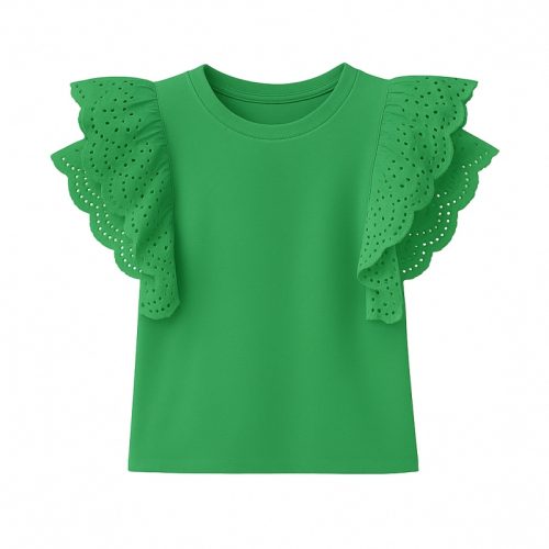 broderie ruffle top groen