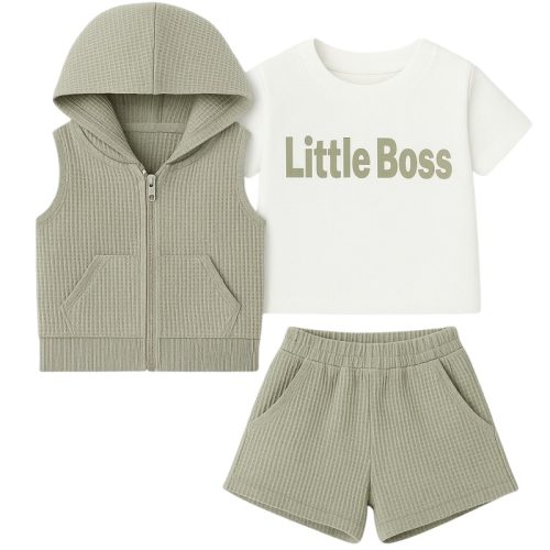 jongen set boss khaki 3 delig