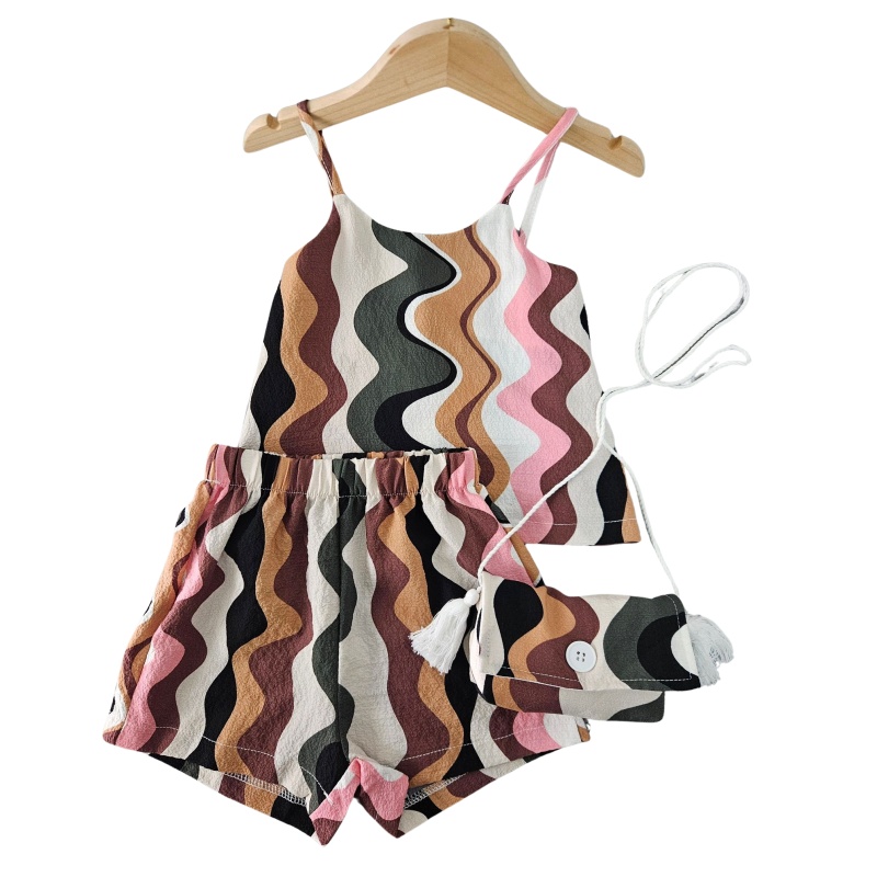 retro set meisje bruin