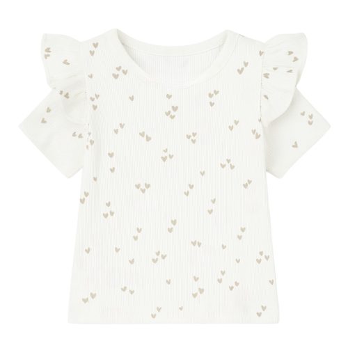 ruffle shirt rib wit hartjes beige meisje