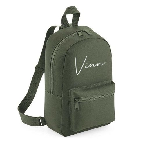 rugzak kind khaki groen met naam retro
