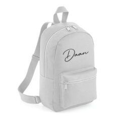 rugzak kind met naam grijs retro rugzak kind met naam grijs retro