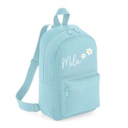 rugzak naam lichtblauw bloemen rugzak naam lichtblauw bloemen
