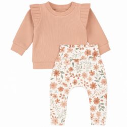 set shirt rib bloemen broekje