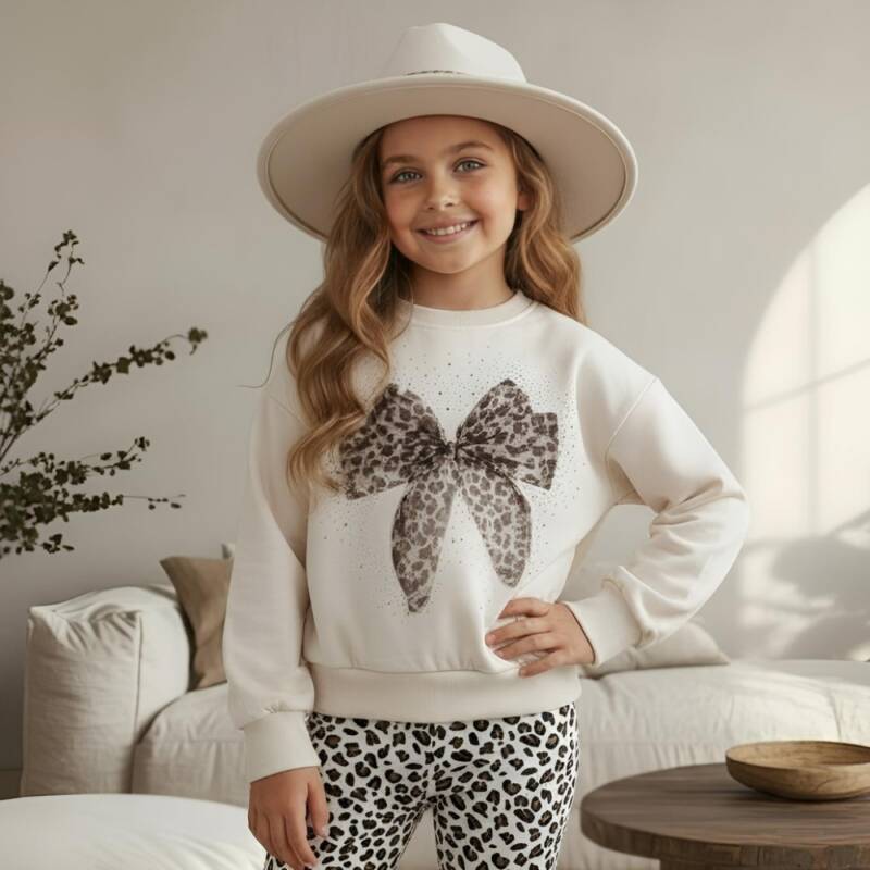 sweater leopard strik beige parels