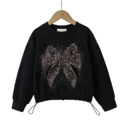 trui meisjes zwart leopard strik