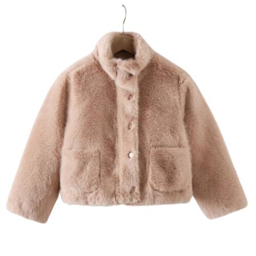 meisjes jas fur camel rose winter